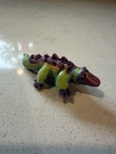 Handcrafted Mini Komodo Dragon Lizard Figurine 2" L Artist Signed-Clay?