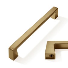 CABDM 10 Pack 6" Solid Brushed Gold Brass Cabinet Handles Kitchen Hardware Pulls