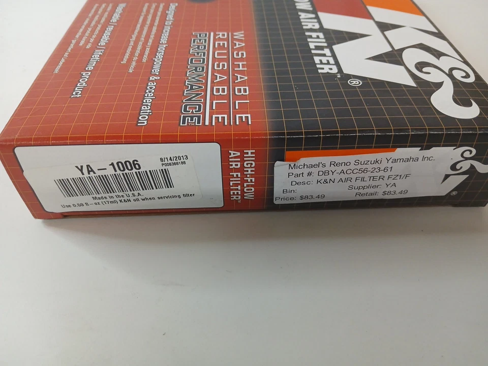 Filtro de aire K&N YA-1006 2012-2015 FZ 800/998/1000 DBY-ACC56-23-61 alto flujo nuevo Foto 3 de 4