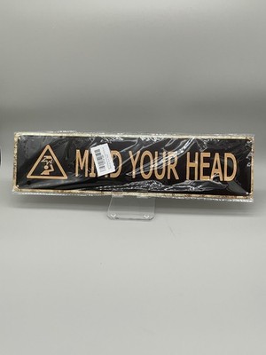 Standard Mind Your Head Decorative Wall Sign Gold Reflective Warning Small