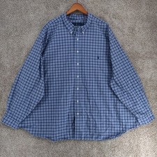 Ralph Lauren Shirt Mens 5XB Blue Plaid Long Sleeve Button Pony Career Commuter
