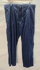Carhartt Men's Large Short LS Blue Ripstop Cargo Pants Button Drawstring