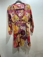 Magazine Boho Cotton Tunic Dress Beaded Embellished Sheer Floral M Y2K