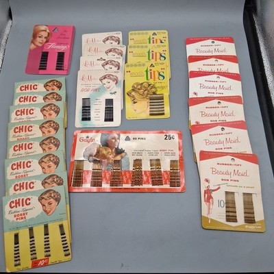 x23 Assorted Brands Hair-Do Bob or Bobby Pins On Cards VTG