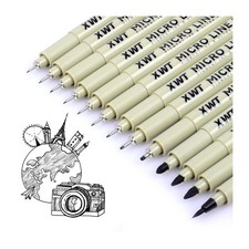 12 1 Fineliner Drawing Art Pens, Black Waterproof Pigment Ink Set for Artists...