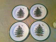 Vintage Spode Christmas Tree 8" Salad/ Dessert Plates England Box Set