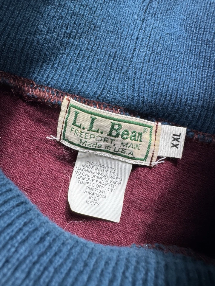 Винтажный LL Bean в полоску толстовка мужская 2XL насмешливый шеи длинным рукавом сделано в США - Изображение 3 из 4