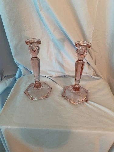 Fenton Vintage 8 Inch Pink Taper Candlesticks