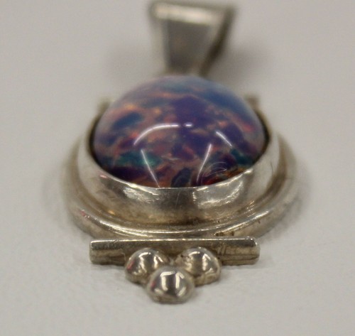 Multi-Colored Purple Opal Triplet Pendant, Sterling Silver Mexico 925, Estate - Picture 5 of 11
