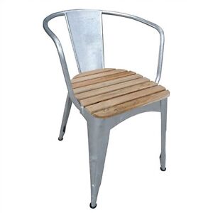 Lerryn Industrial Style Metal Dining Chair With Teak Slat Seat Ebay