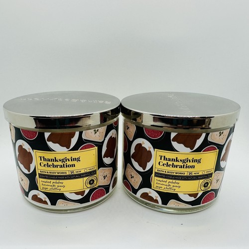 2 Bath & Body Works THANKSGIVING CELEBRATION Large 3-Wick Scented Candle 14.5 oz - Picture 3 of 7