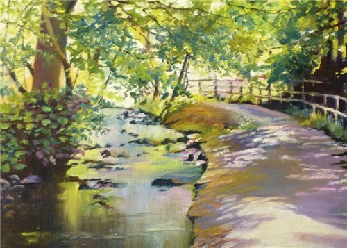 Dappled Light - Fine Art Blank Greeting / Birthday Card - River  Woods Walk