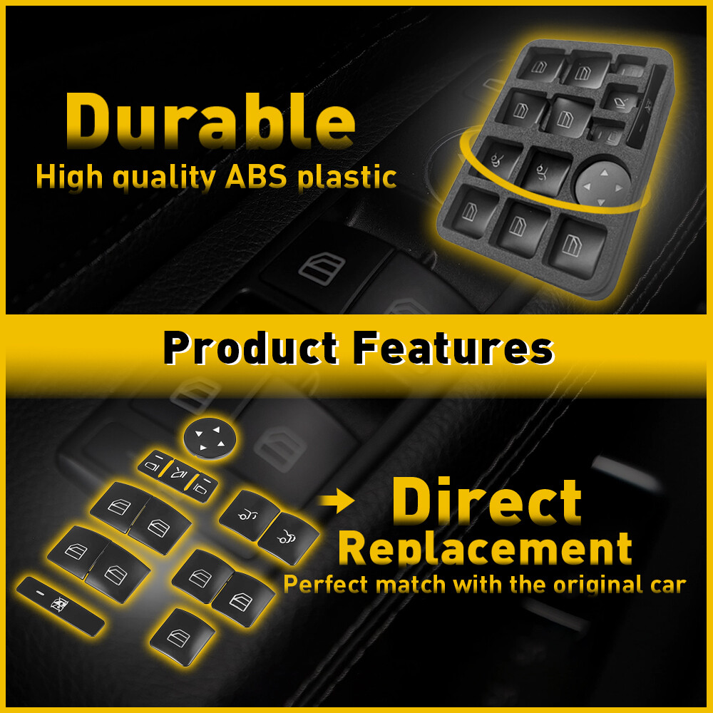 14-Piece Inner Door Window Switch Button Cover Trim For Mercedes-Benz E350 2010-2015