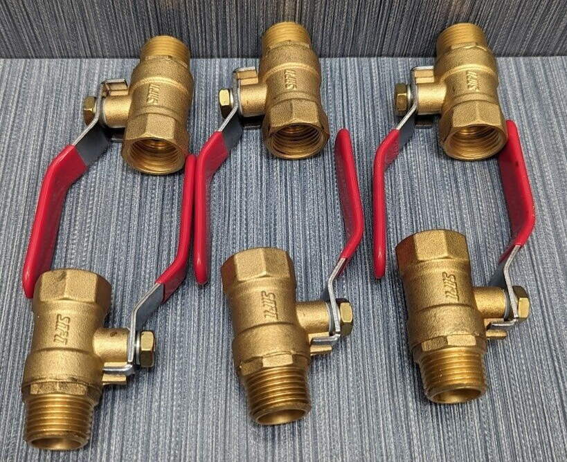 Pack of 6 x 1/2" Sweat Brass Full Port Shut-Off Ball Valve (Water, Oil, Gas)