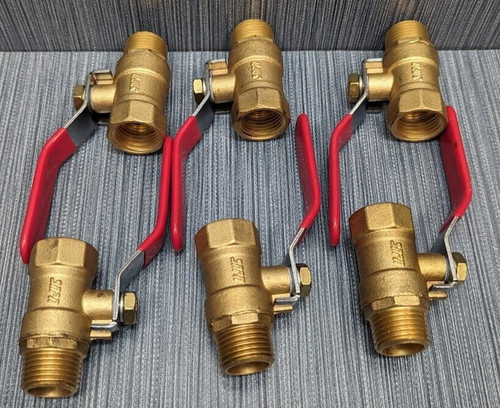 Pack of 6 x 1/2" Sweat Brass Full Port Shut-Off Ball Valve (Water, Oil, Gas)
