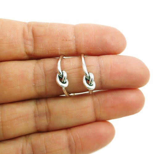 Love Knot 925 Sterling Silver Eternity Circle Hoop Earrings Handmade Jewellery - 第 5/5 張圖片