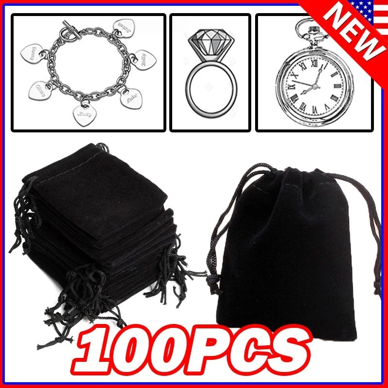 Bolsas de presente de veludo preto com cordão de veludo anel bolsa de joias casamento favores vermelhas - Imagem 2 de 4