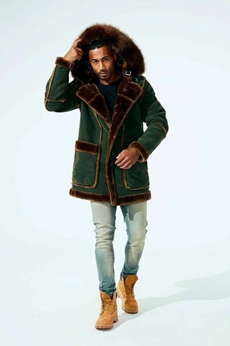 Faux Fur Jacket -Green/Brown 