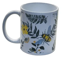 Bees & Flowers 4”H x 3 1/2”W Oversized Coffee Mug Cup-BRAND NEW-SHIPS N 24 HOURS