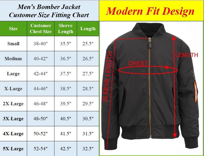 Size Chart - Bomber Jacket –