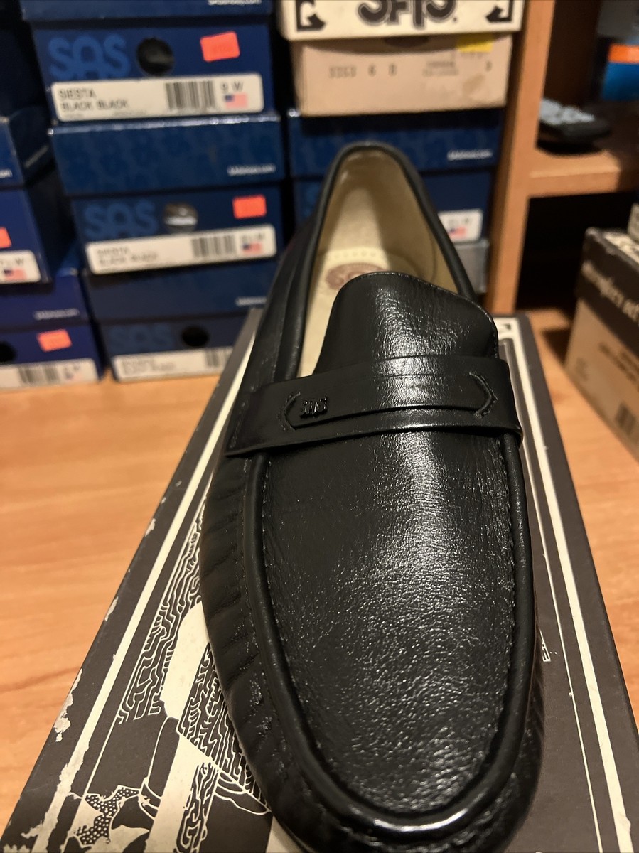 SAS Ace Black Leather Penny Loafers Mens Size 9 N Narrow Made in USA 0043-013 SAS Ace (Black) | Ahh Comfort Shoes main image 2