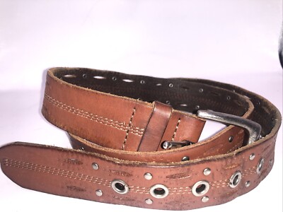 Carhartt 2216 Studded Brown Leather Belt XL 49” W/buckle | eBay