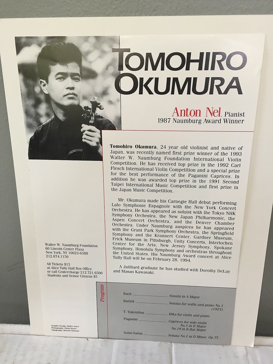 TOMOHIRO OKUMURA violin - Advertising Flyer - Naumburg