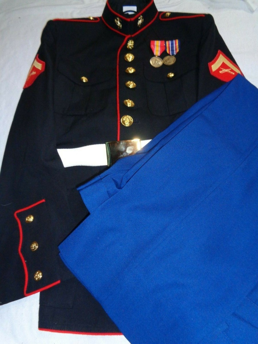 Marine Corps Dress Blues Blouse &Trousers Enlisted 41 S Trousers 34 R LCPL  E-3