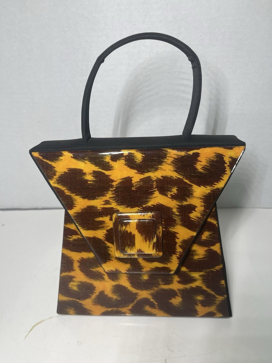 Vintage Angela Frascone Mini Handbag Acrylic Leopard Print