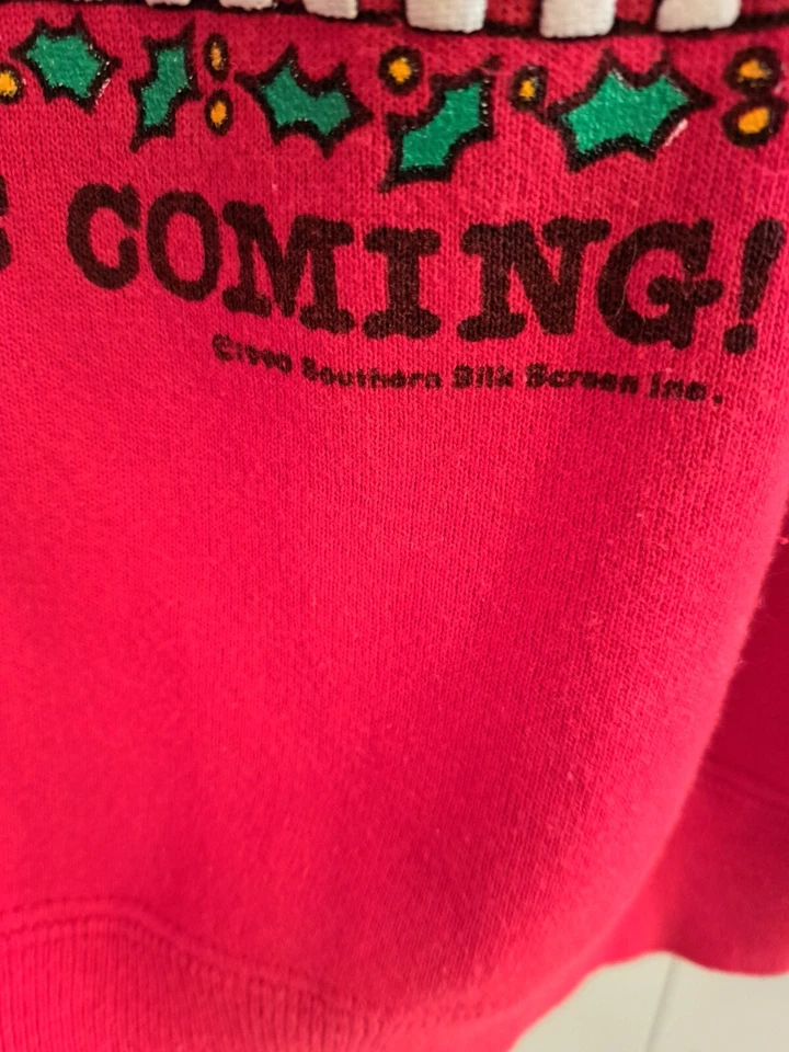 Винтажная ДЕФЕКТНАЯ 3D Рождественская толстовка NYC 1990 САНТА ТАКСИ ТАКСИ ОЛЕНЬ ПРАЗДНИК США - Изображение 3 из 4