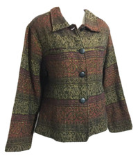 Flashback Jacket Size Large Metallic Purple Red Brown Gold Button Front Coat L