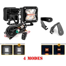 3'' Amber White Strobe LED Light Pod+A-Pillar Mount+DT Wire For Can-am Commander