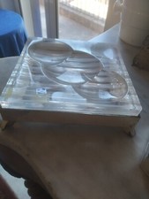 Raro portacenere vintage design cristallo silver plated quadrato grande cm.15x15