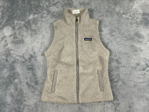 Patagonia Los Gatos DAMEN WESTE KLEIN GRAU FLEECE DURCHGEHENDER REISSVERSCHLUSS ANGEDEUTETER AUSSCHNITT