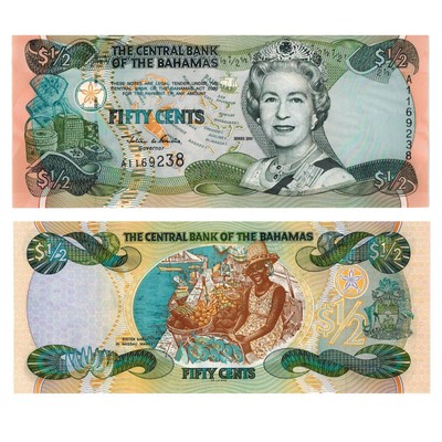 2001 QEII Bahamas 1//2 P-68 Half Dollar Banknote Queen Elizabeth ll UNC
