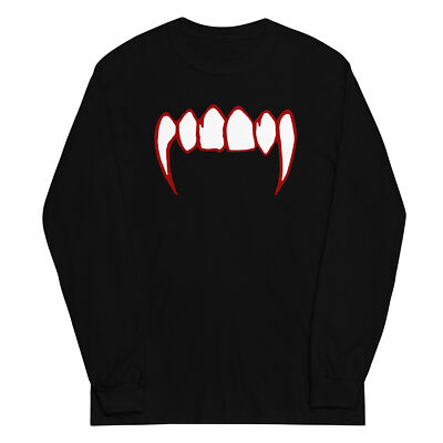 Bloody Vampire Fangs Horror Teeth Long Sleeve Shirt Halloween Horror