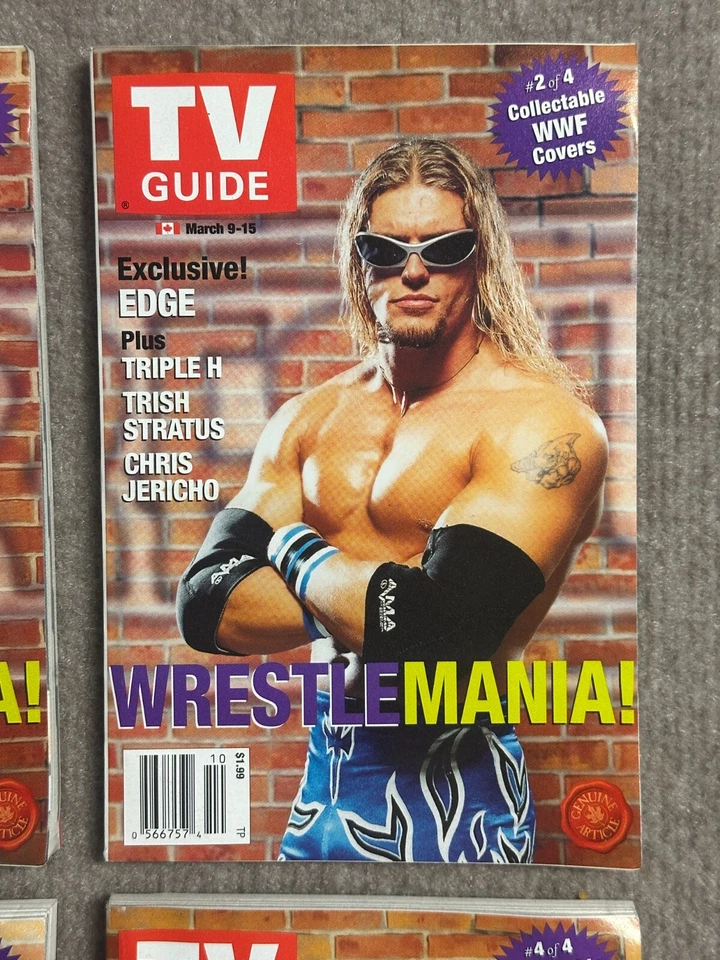WWF TV Guide Lot 2002 WrestleMania Cover Set Trish Jericho Edge HHH Canada RARE! - Image 3 of 4