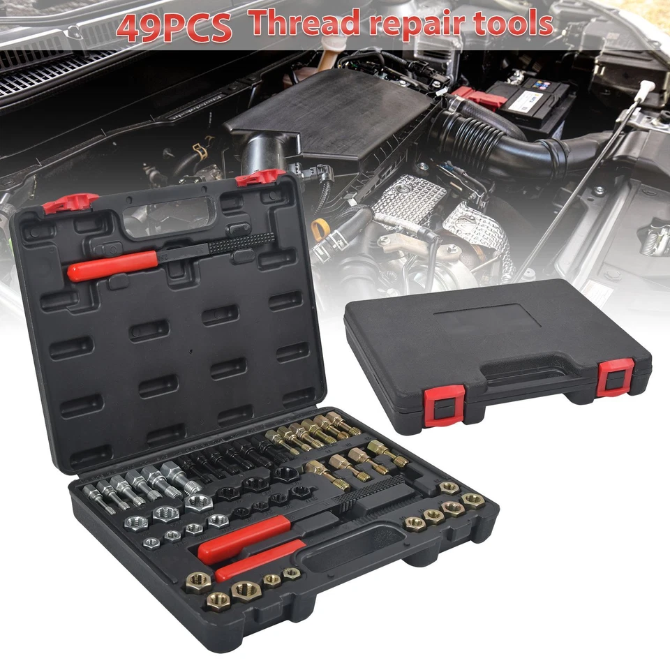 49PC Thread Chaser Set Complete Taps Dies Files Rethread Restorer UNC Repair Kit - Image 2 of 4