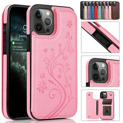 Case Magnetic Leather Wallet Card Cover  For iPhone 14 Pro 16 Pro Max 12 Pro