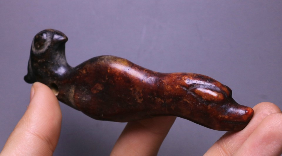 11CM China Hongshan Kultur Alte Jade Carving Bird Beast Kopf Amulett ...