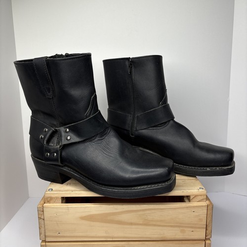 Dingo Herren Größe 10 D Rev Up Reißverschluss Gurt Motorrad Schwarz Leder Stiefel Dl19090