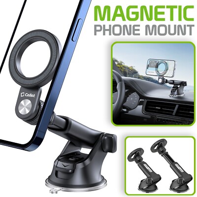 Cellet Magnetic Car Phone Mount | Telescopic Arm, 360° Rotation, Strong N52 Magn