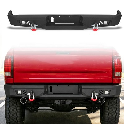 For 2009-2024 Ram 1500 Classic Steel Rear Bumper W/LED Light D-ring Sensor Holes