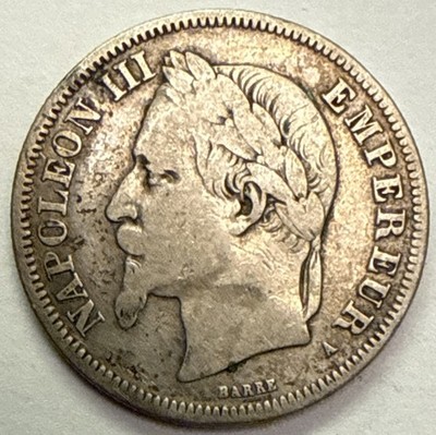 France 1866 A SILVER 2 Francs VF Key HIGH Grade NAPOLEON III Second Empire Coin