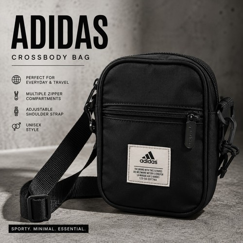 Adidas Black Festival Crossbody Utility Bag Mini Shoulde - Picture 1 of 5