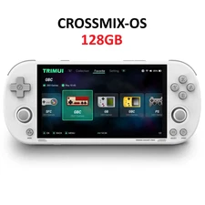 White Trimui Smart Pro CrossMix-OS Retro Handheld Game Console 128GB Micro SD