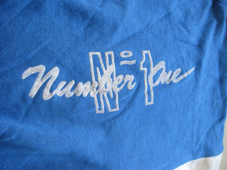 Sweat Vintage Number One 80'S manche courte Bleu blanc rouge Homme - L - Photo 3/4