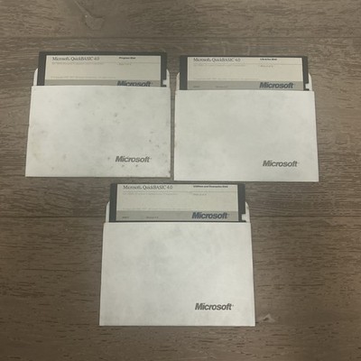 Microsoft QuickBASIC 4.0 1987 5.25'' Disks For IBM PC (Disks 1,2,3) Untested