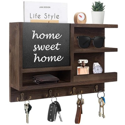 Key Holder for Wall, Mail Organizer Wall Mount with Key Hooks and Chalkboard ...
