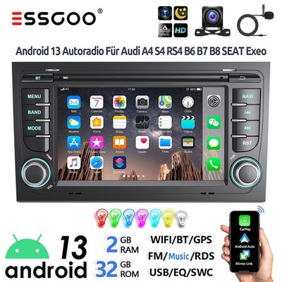 Android 13 Autoradio GPS Navi Carplay MIK KAM Für Audi A4 S4 RS4 B6 B7 SEAT EXEO